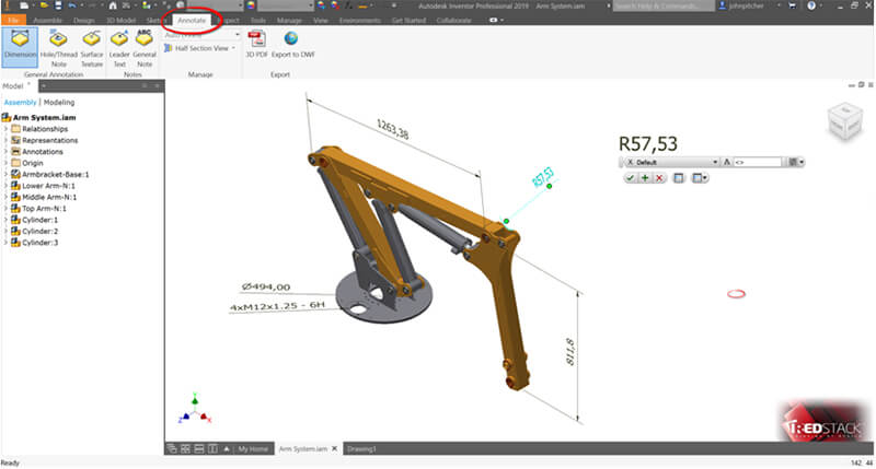 Add model dimensions to part or assemblies